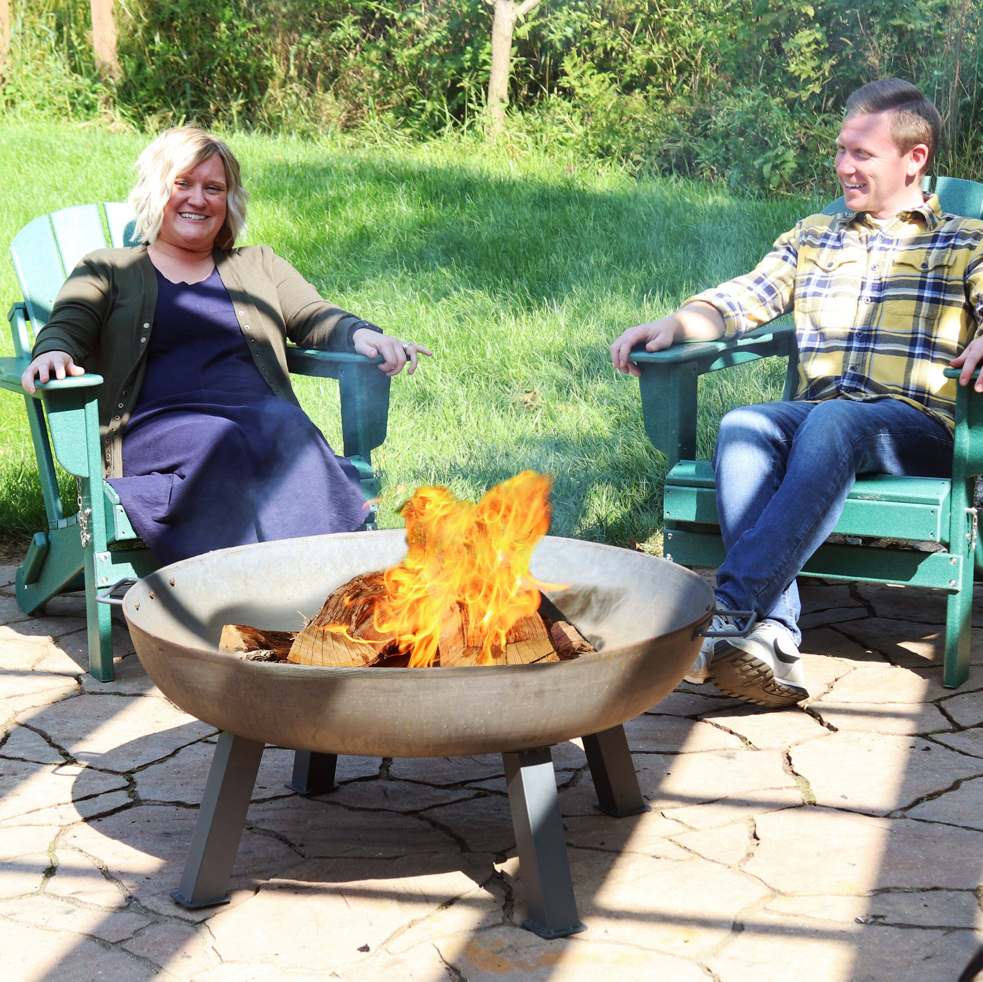 Alt View 7. Sunnydaze - 34 in Rustic Cast Iron Fire Pit Bowl with Stand - Steel.