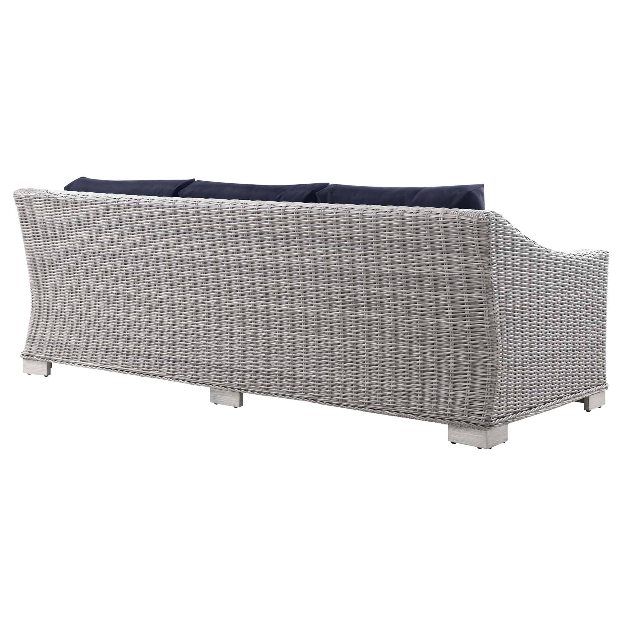 Alt View 2. Modway - Conway Outdoor Patio Wicker Rattan Sofa by Modway - Light Gray Navy.