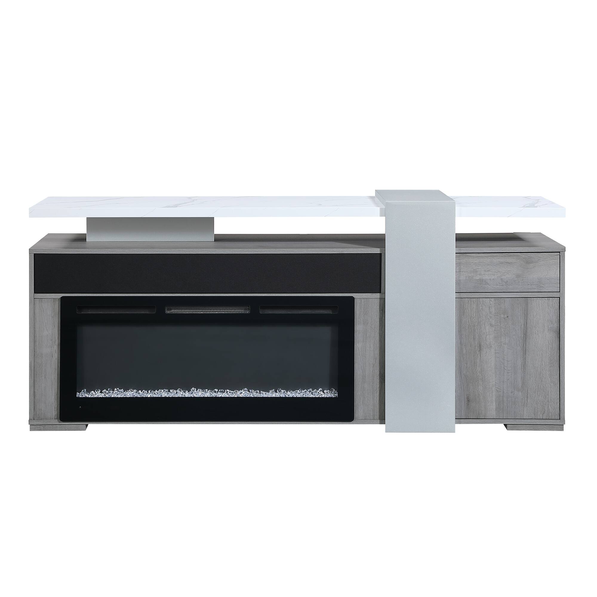 Alt View 1. Boyel Living - 76-in Gray Electric Fireplace Entertainment Center with Bluetooth Speaker and Remote Control - Grey.