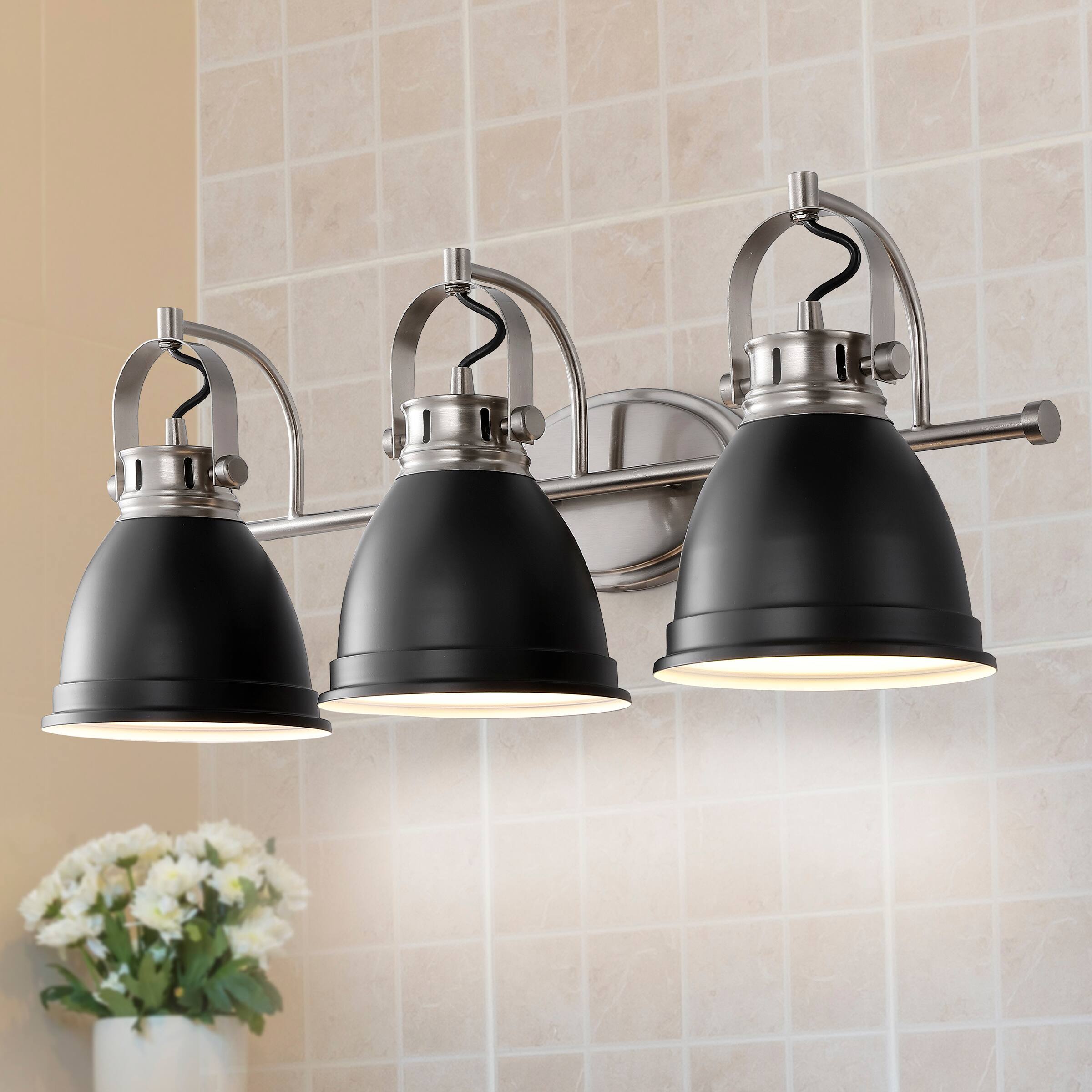 Alt View 1. Jonathan Y - Phineas 25.5" 3-Light Adjustable Farmhouse Bohemian Iron LED Vanity Light, Black/Nickel - Black.