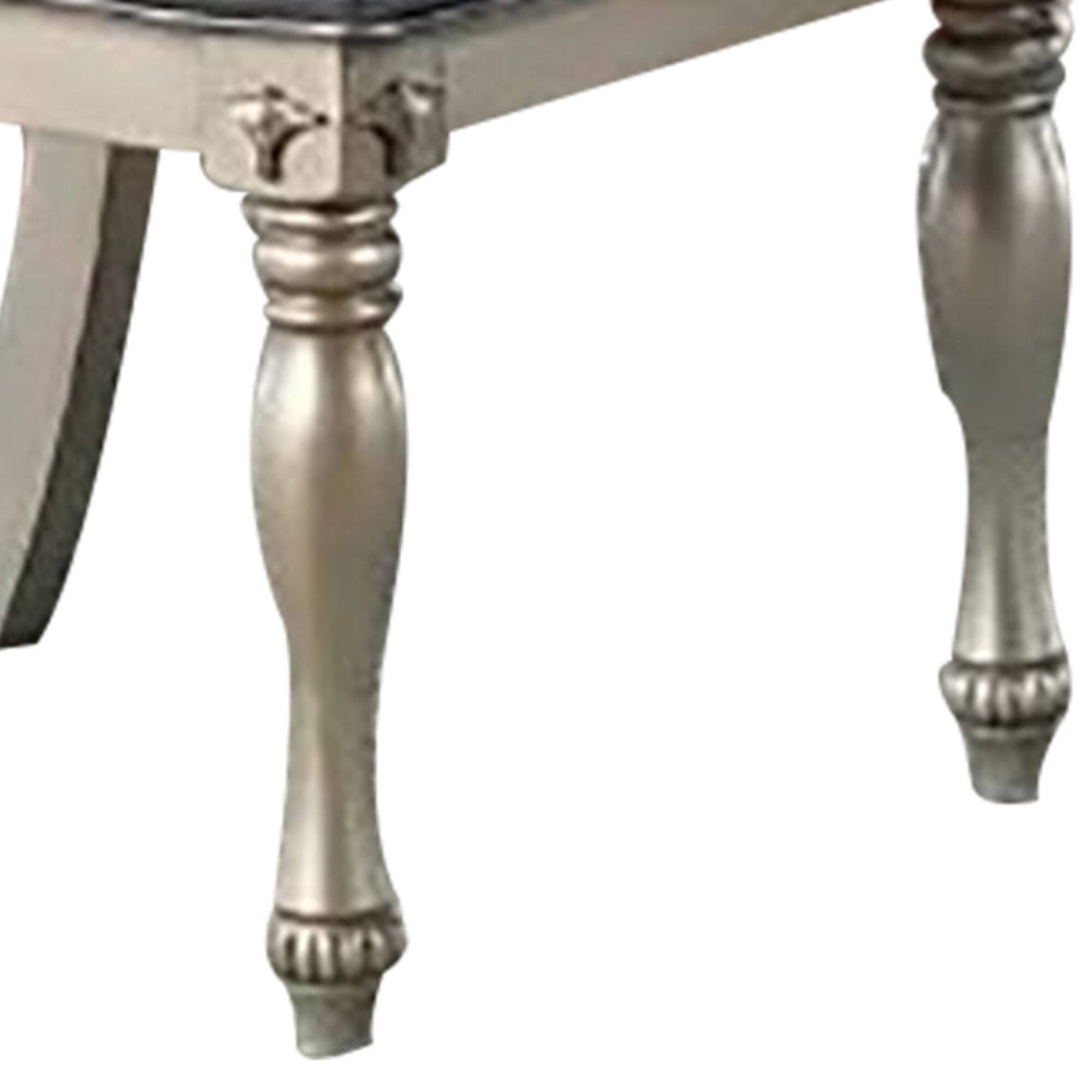Alt View 3. Manhattan Lane - Kipp 25 Inch Set of 2 Armless Dining Chairs, Tufted Back, Gray Faux Leather - Champagne, Gray.