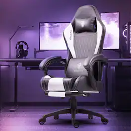 Loheer - Ergonomic Pro Gaming Chair with Adjustable Lumbar Support & 155° Recline for Work and Play - White