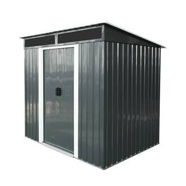 Mondawe - 6ft x 5ft Outdoor Metal Storage with Transparent plate and Foundation - Black White