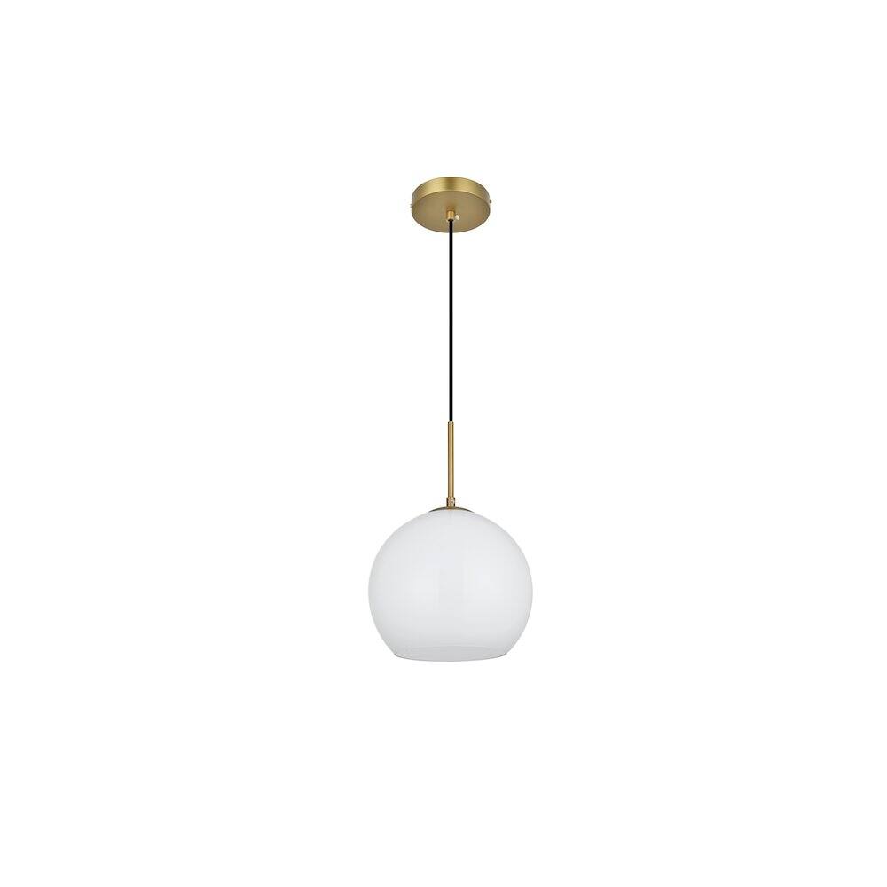 Angle. Living District - Baxter 10 Inch Pendant Frosted White Shade in Satin Gold - Satin Gold And Frosted White.