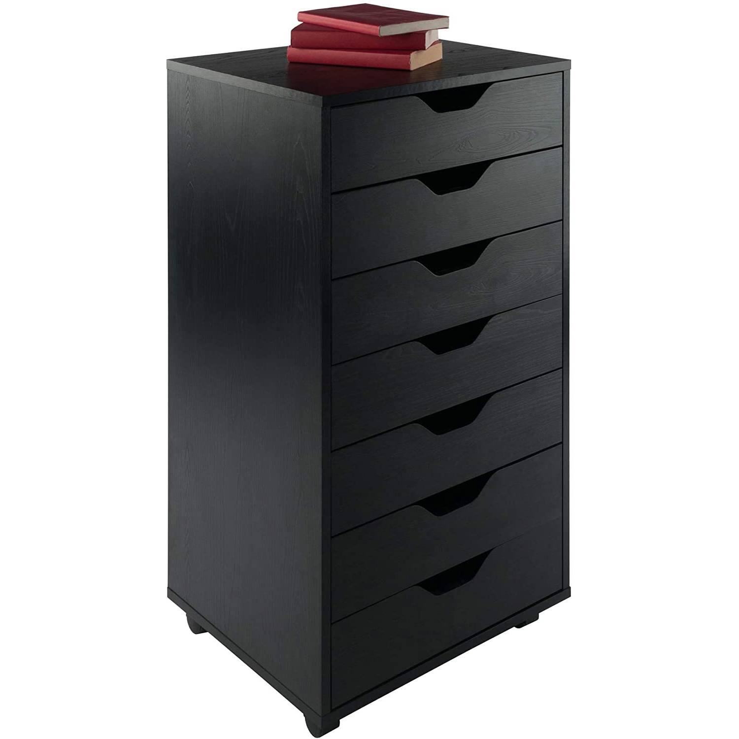 Back. Hivvago - Hivvago Modern Scandinavian Style 7-Drawer Storage Cabinet Chest - Black.