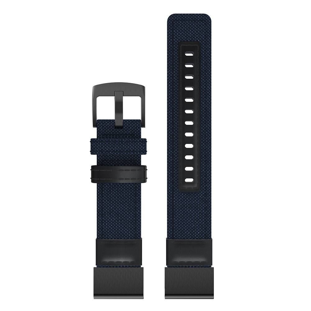 Left. StrapsCo - Rugged Canvas Band QuickFit 26 Watch Strap For Garmin Instinct 3 – 50mm - Blue.