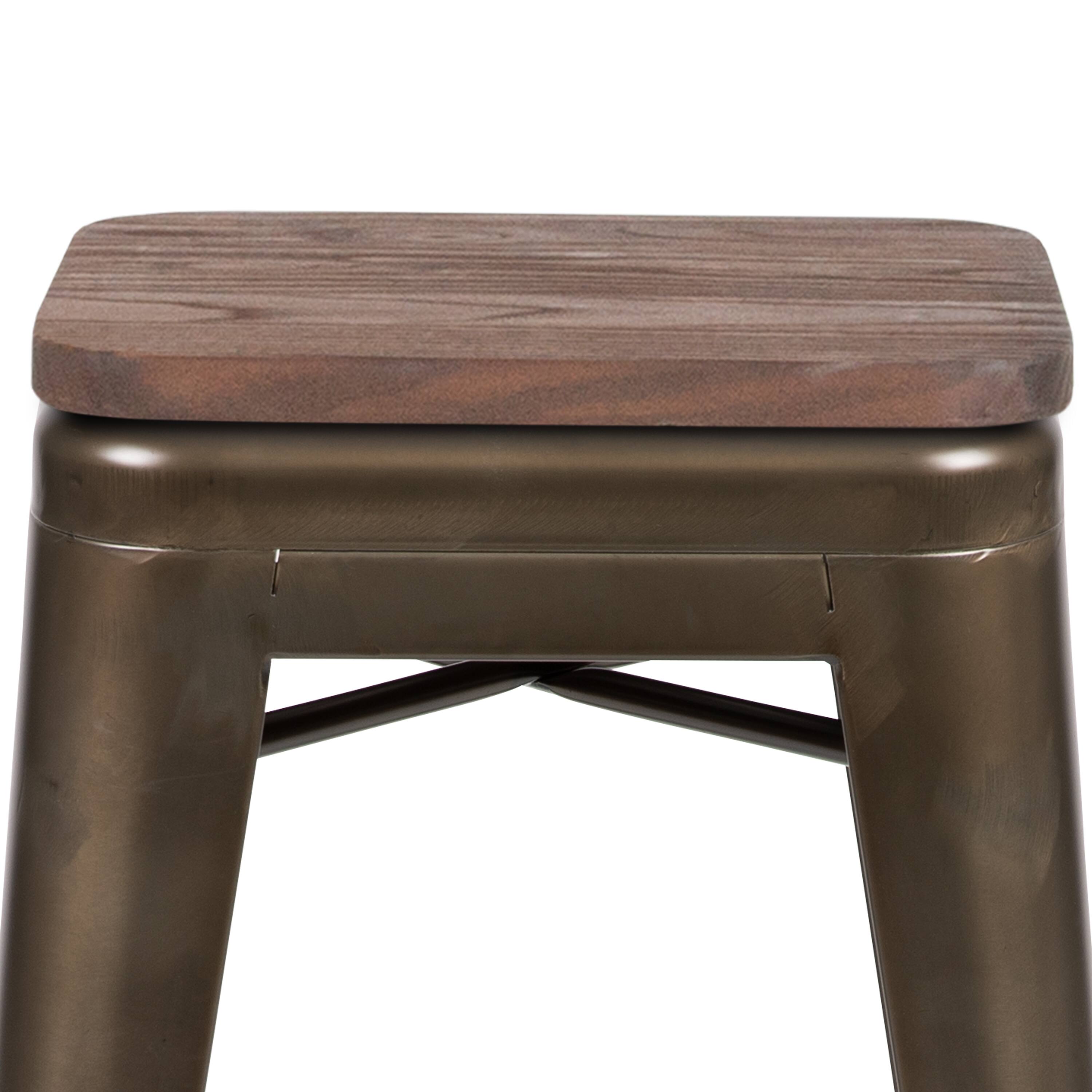 Alt View 9. Emma + Oliver - 24" High Metal Counter-Height, Indoor Bar Stool with Wood Seat - Stackable Set of 4 - Gun Metal.