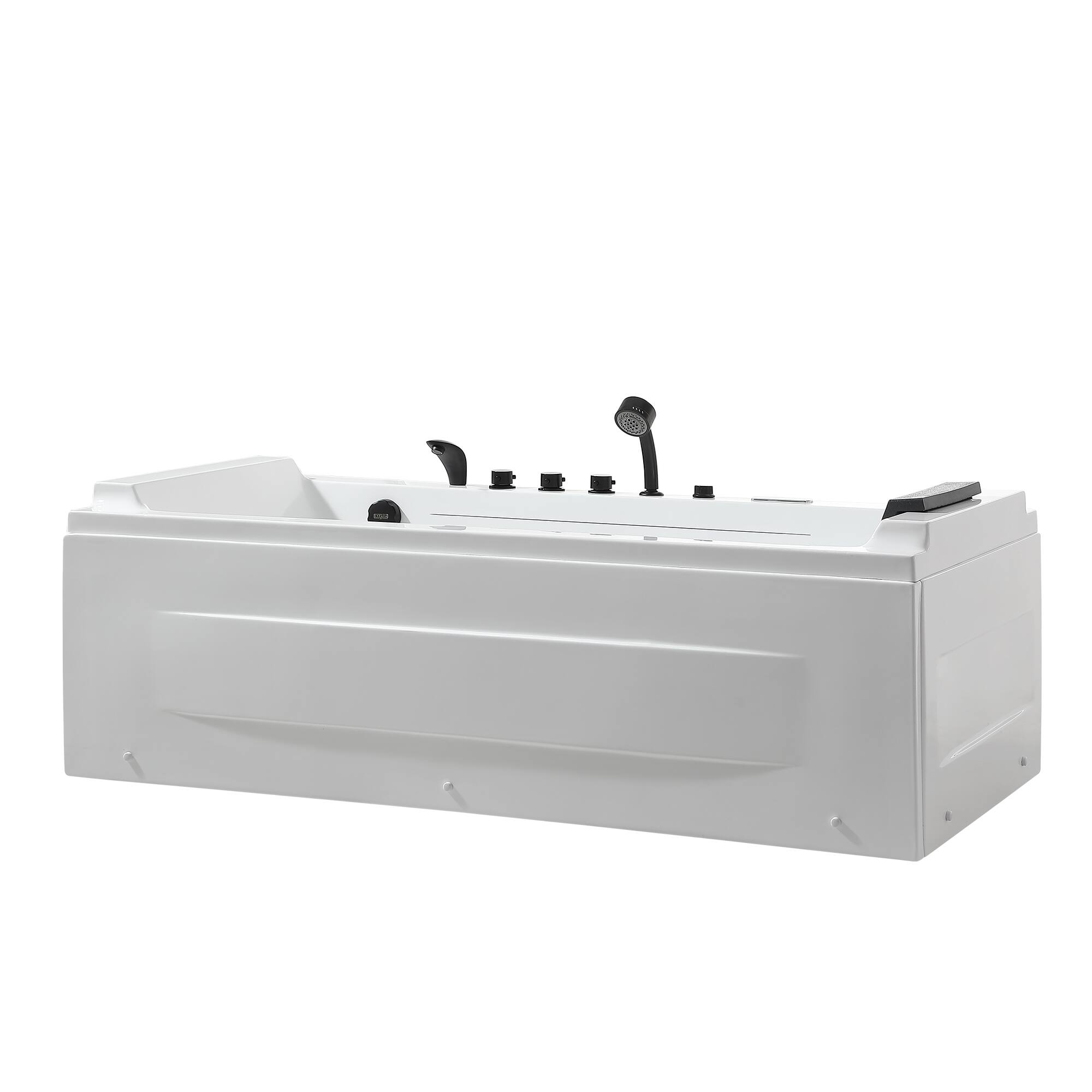 Alt View 1. Empava - 71 in. x 29 in. Alcove Whirlpool Air Combination Bathtub Rectangular Bath with Left Drain-Black Tub filler in White - White.