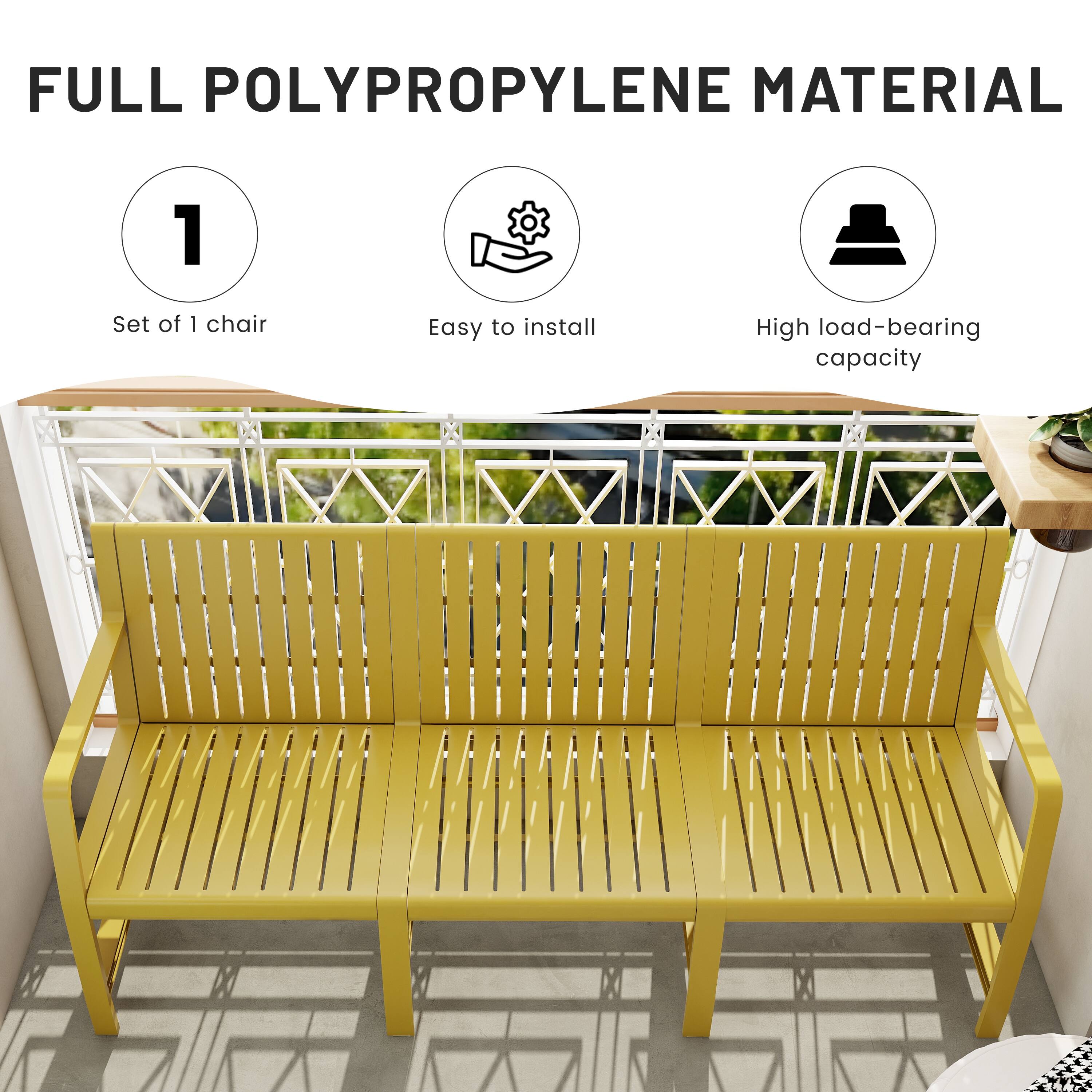 FULL POLYPROPYLENE MATERIAL

1. Set of 1 chair
2. Easy to install
3. High load-bearing capacity