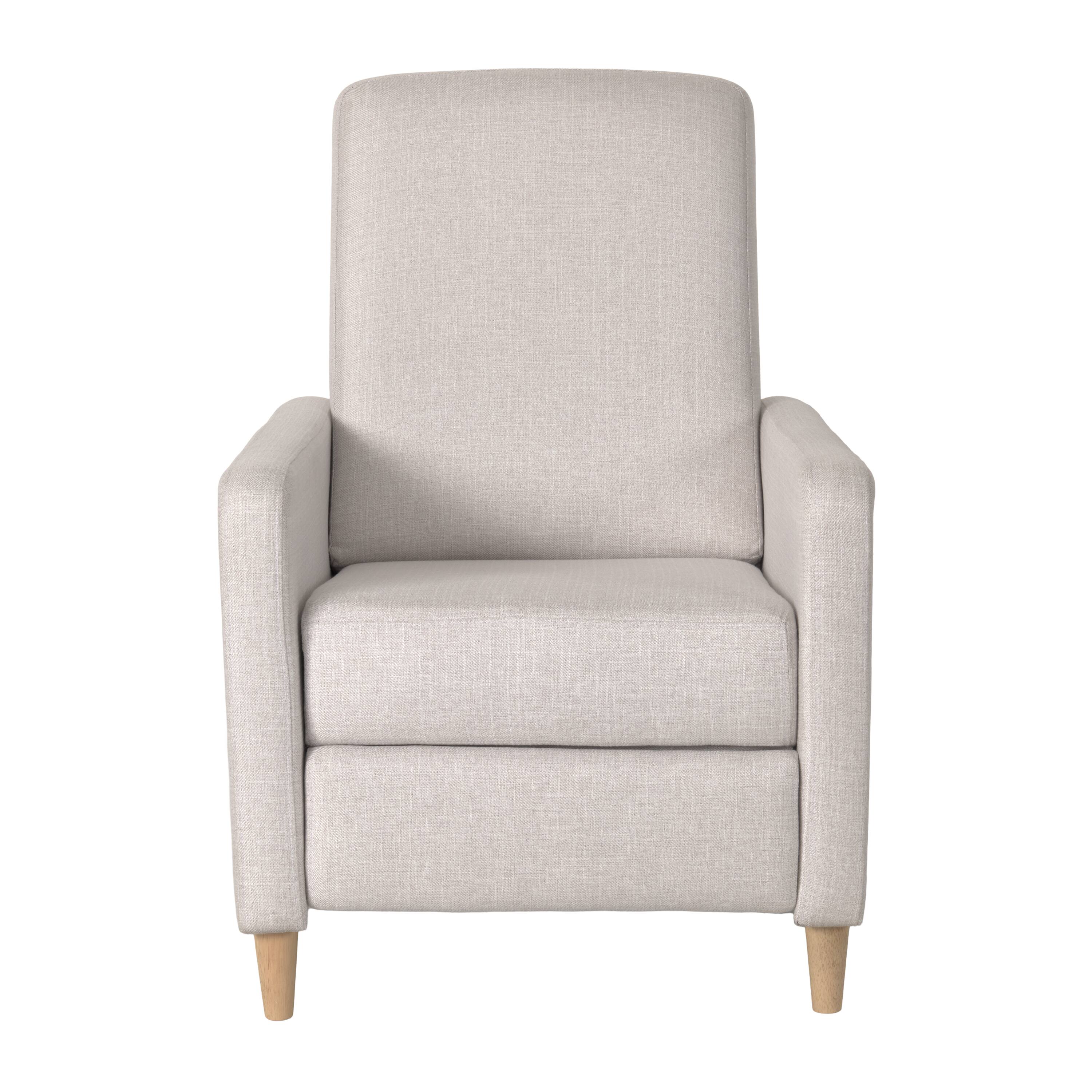 Front. CorLiving - Soren Linen Like Fabric Upholstered Indoor Pushback Recliner with Wood Legs - Cream.