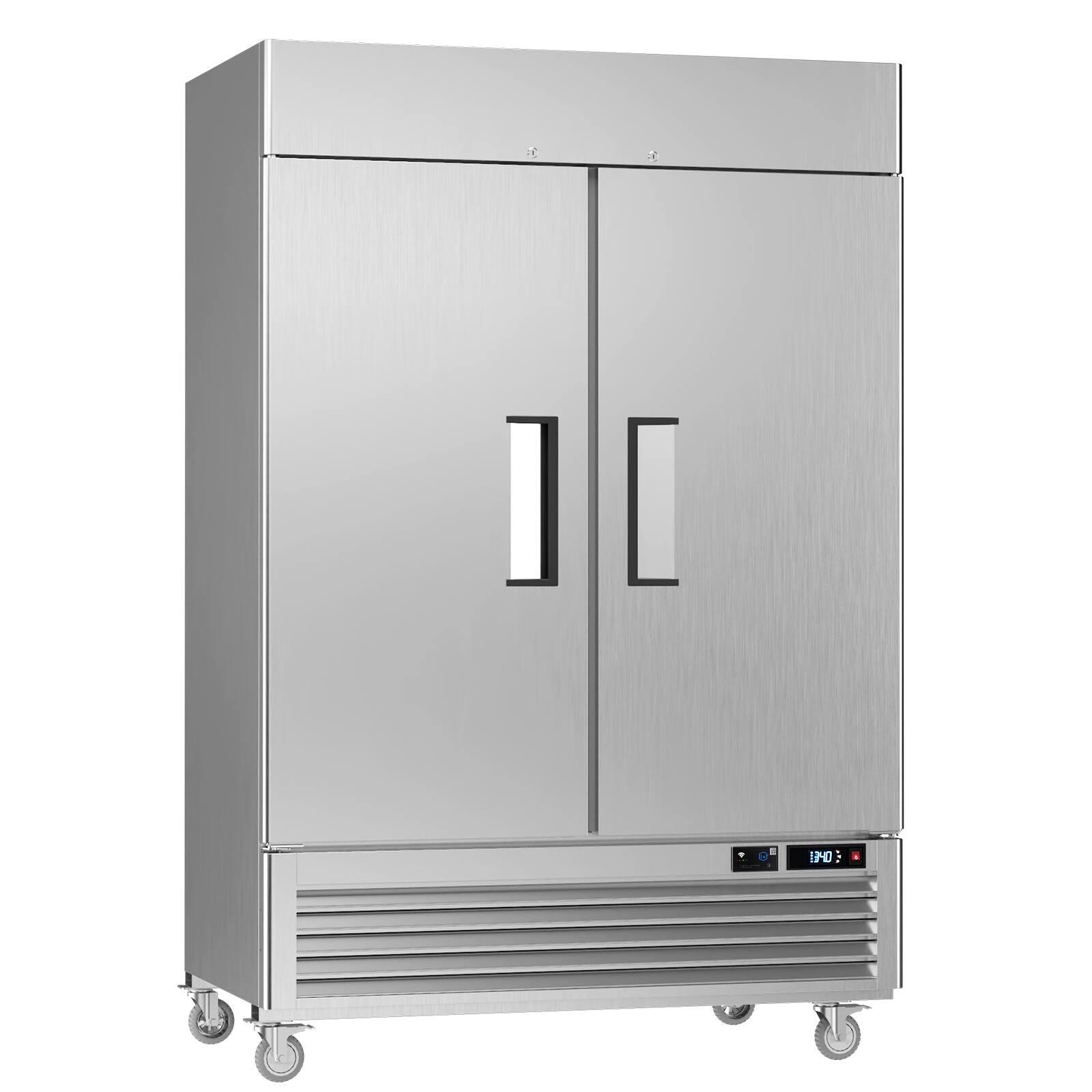 Angle. Veecool - VEECOOL 54.4" 49 cu.ft. WiFi Enabled Two Solid Door Commercial Reach-in Refrigerator in Stainless Steel with 8 Shelves - Stainless Steel.