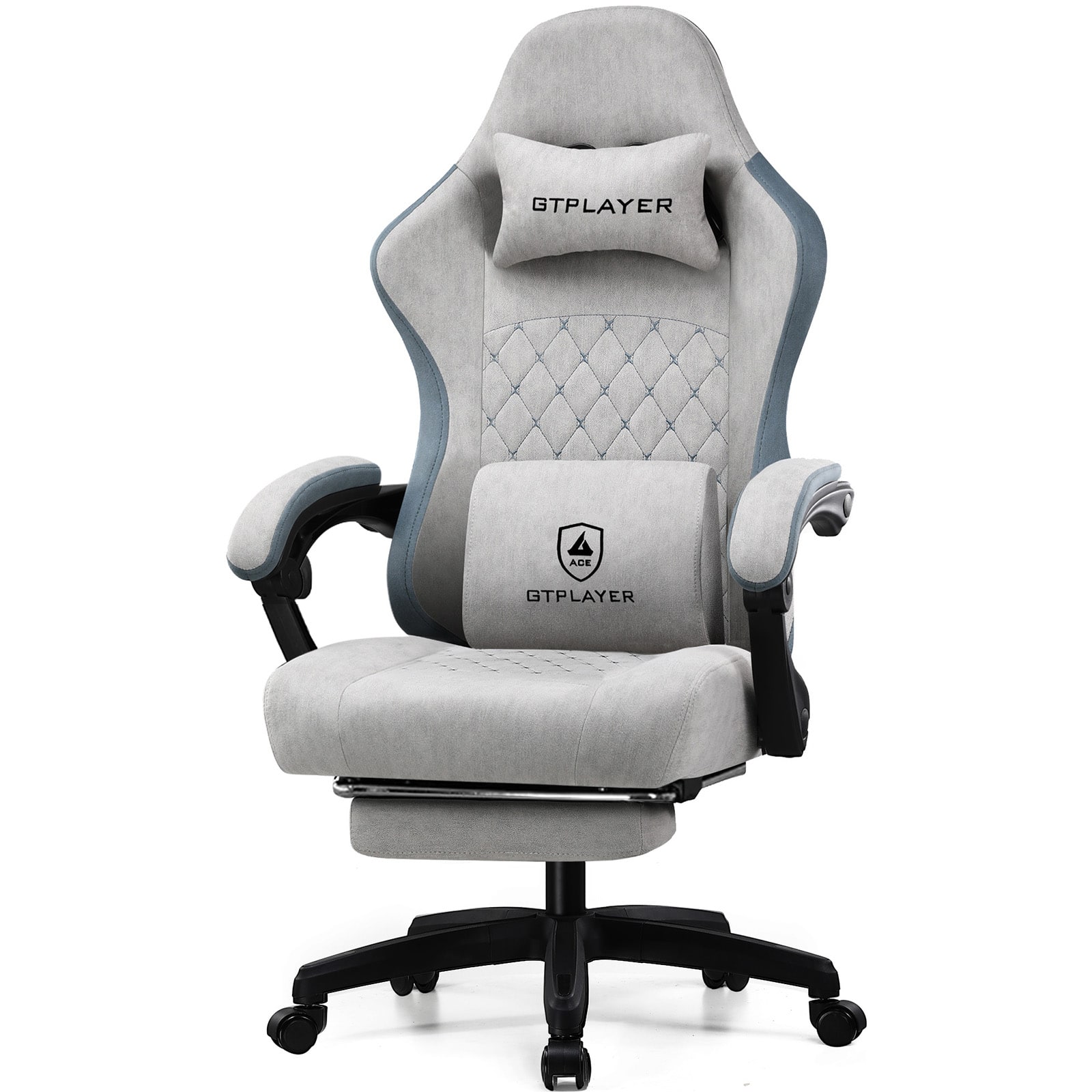 GTPlayer - Ergonomic Gaming Chair with Linkage Armrests Computer Office Chair High Back Task Chair with Footrest - Gray