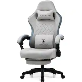 GTPlayer - Ergonomic Gaming Chair with Linkage Armrests Computer Office Chair High Back Task Chair with Footrest - Gray