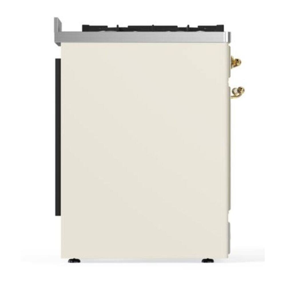 Alt View 6. ILVE - ILVE Majestic II Series  30 in. Dual Fuel Range with 5 Sealed Burners (Natural Gas, Brass Trim) - Antique White.