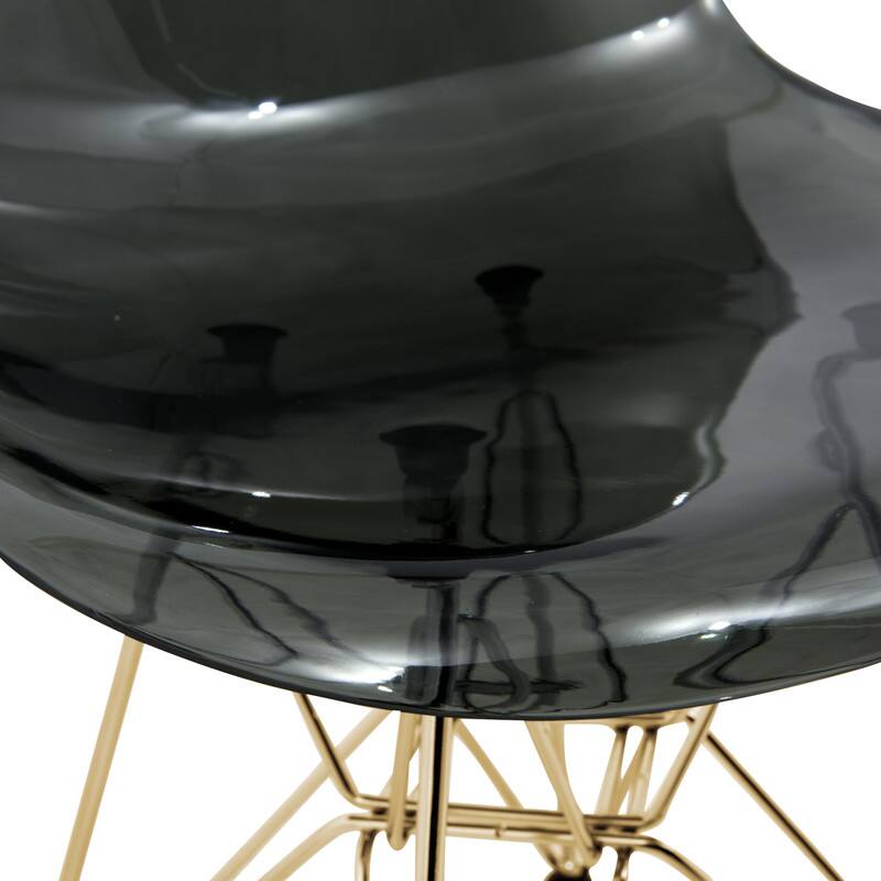 Alt View 2. LeisureMod - Cresco 2-Pieces Acrylic Dining Chair with Curved Seat and Durable Gold Metal Legs - Transparent Black.