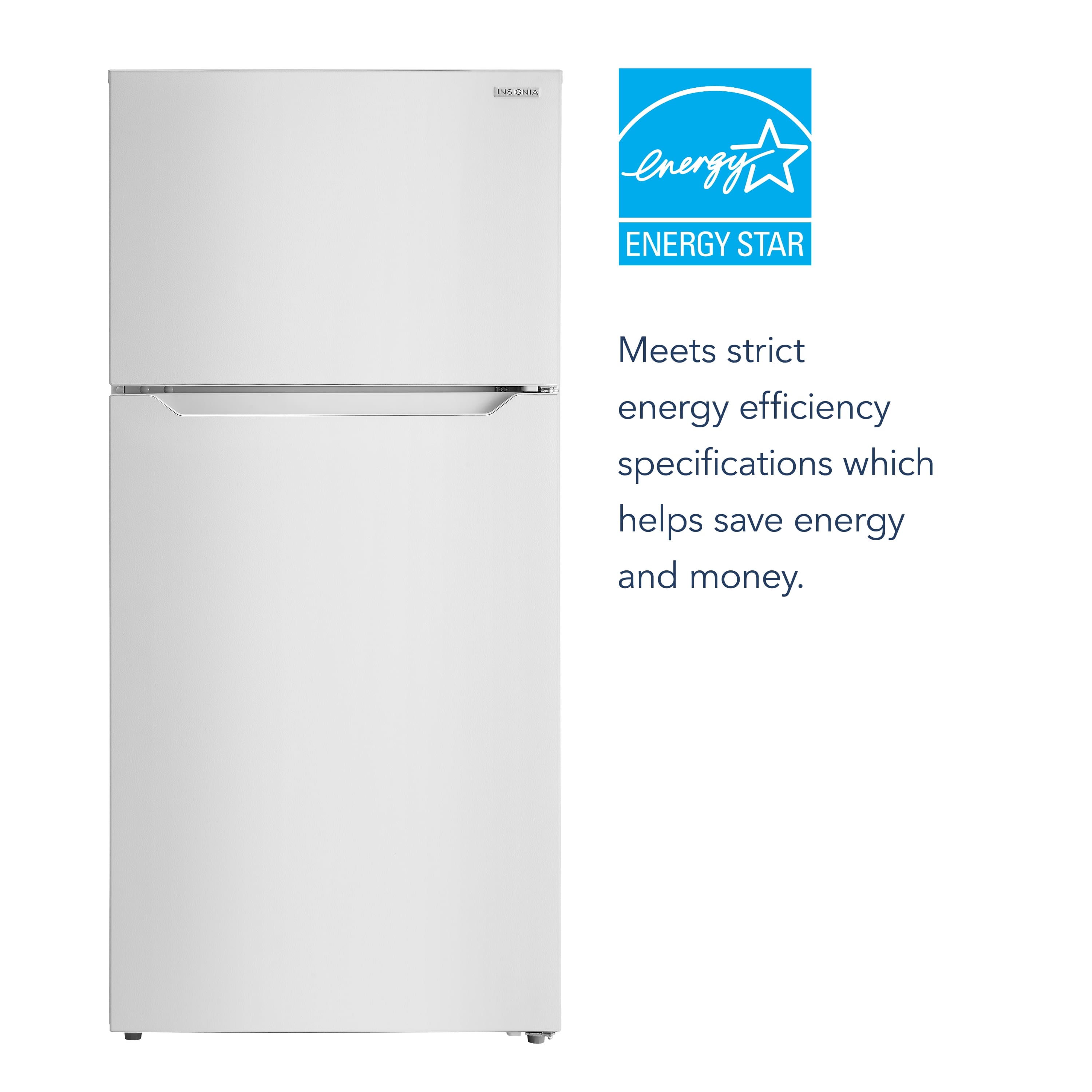The text on the image reads: "Insignia energy ENERGY STAR Meets strict energy efficiency specifications which helps save energy and money."