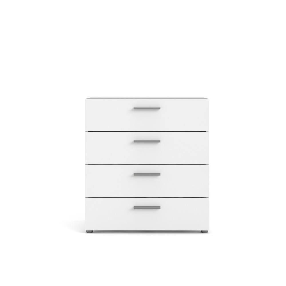 Angle. FurniFact - White 4 Drawer Chest - Elegant White Chest of Drawers for Bedroom Storage - White.