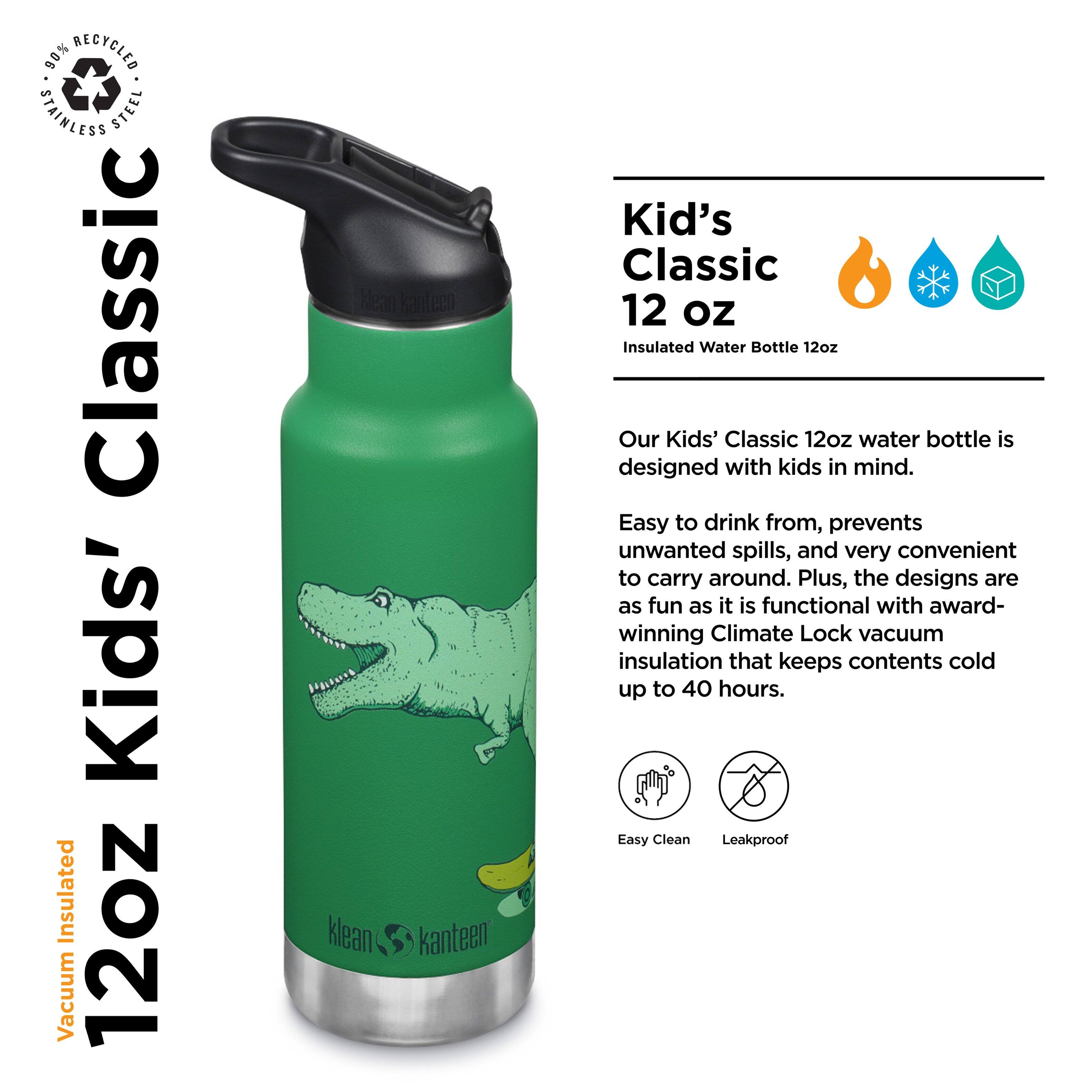 90% RECYCLED STAINLESS STEEL Classic Kids' Insulated 12oz Vacuum Hen kanteen klean kanteen Kid's Classic 12 oz Insulated Water Bottle 12oz

Our Kids' Classic 12oz water bottle is designed with kids in mind. Easy to drink from, prevents unwanted spills, and very convenient to carry around. Plus, the designs are as fun as it is functional with award-winning Climate Lock vacuum insulation that keeps contents cold up to 40 hours. Easy Clean Leakproof

12oz Kids' Classic

Vacuum Insulated

100% RECYCLED STAINLESS STEEL

Kid's Classic 12 oz

Insulated Water Bottle 12oz

Our Kids' Classic 12oz water bottle is designed with kids in mind.

Easy to drink from, prevents unwanted spills, and very convenient to carry around. Plus, the designs are as fun as it is functional with award-winning Climate Lock vacuum insulation that keeps contents cold up to 40 hours.

Easy Clean Leakproof