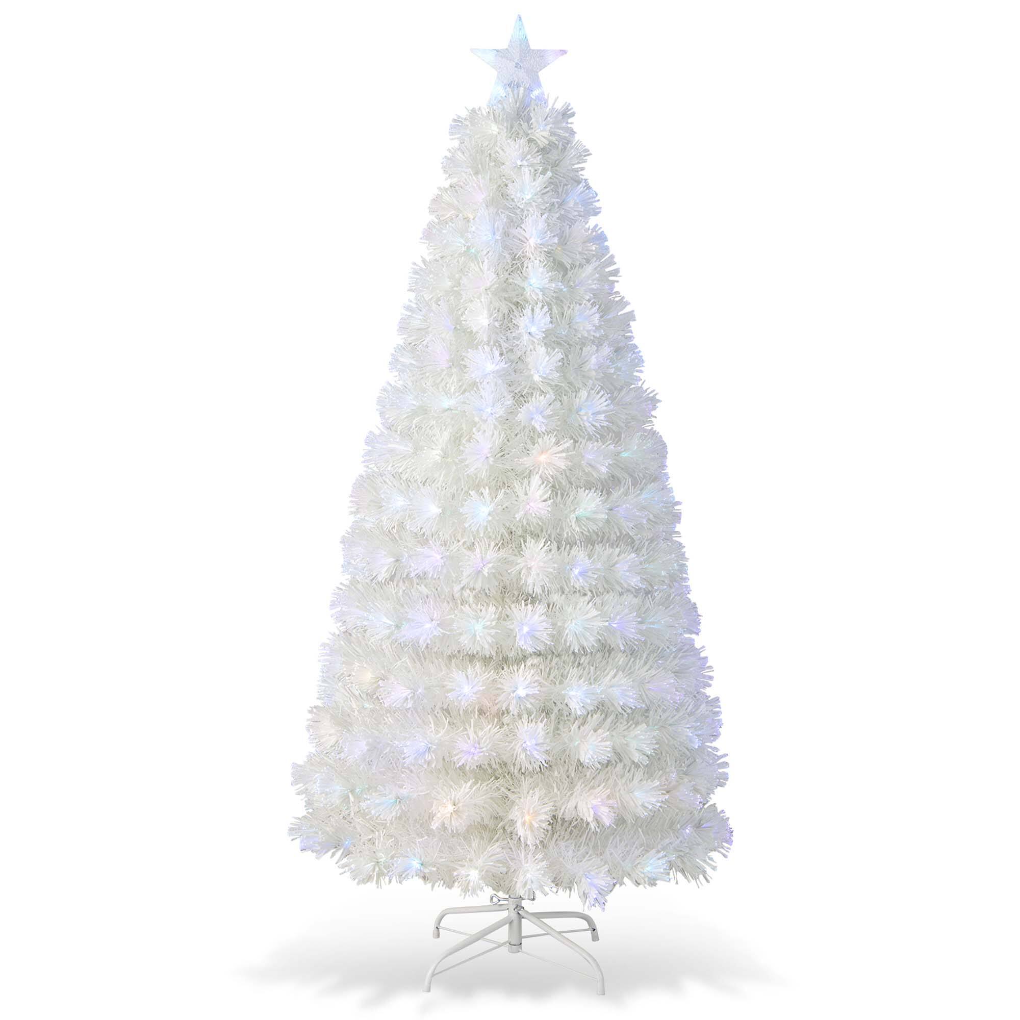 Alt View 18. Costway - 6 FT Pre-Lit Christmas Tree Fiber Optic Snow-Flocked with 220 Lights & Branch Tips - White.