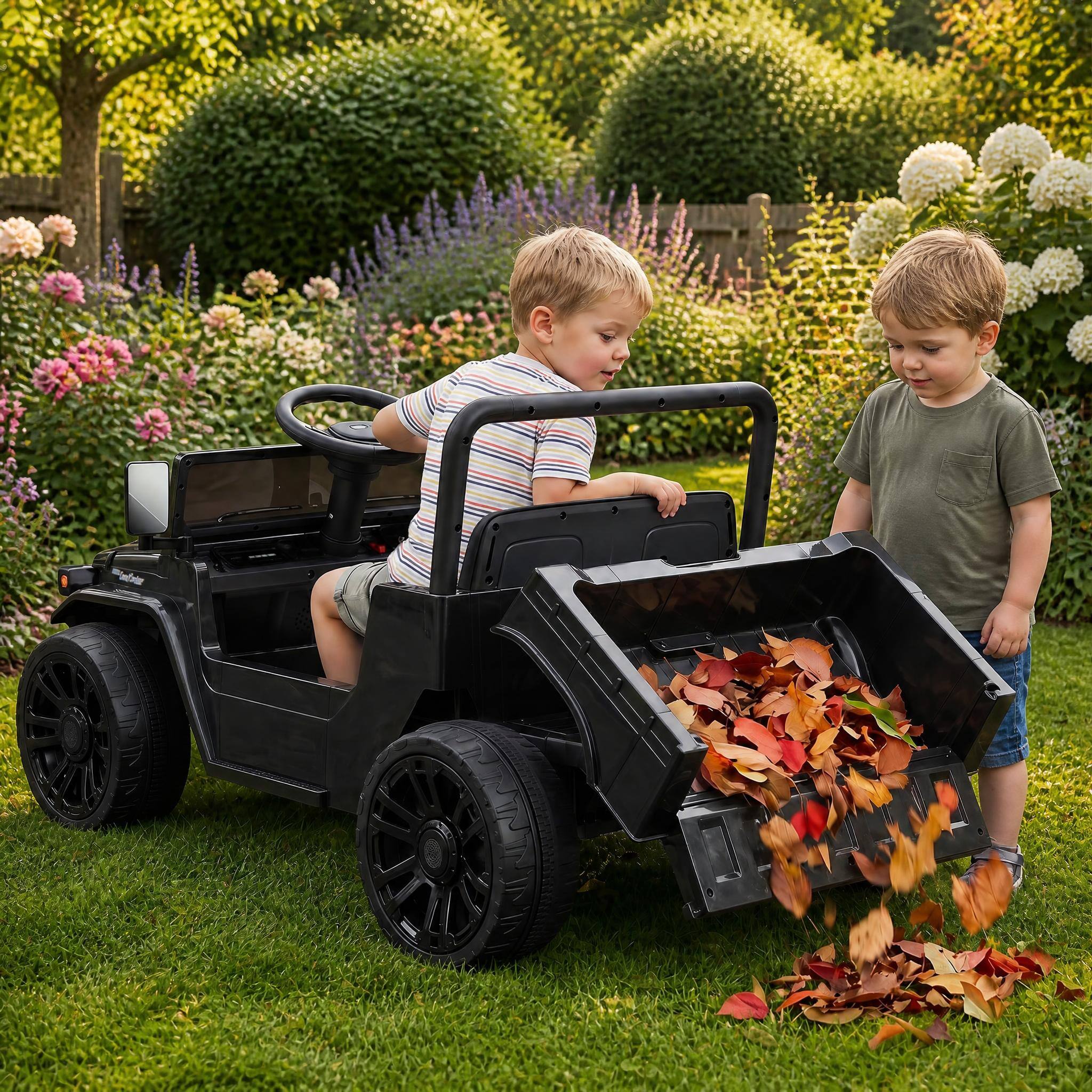 Alt View 1. Costway - Costway Licensed Toyota 12V Kids Ride On Truck with Remote, Dump Bed, Lights, Music - Black.