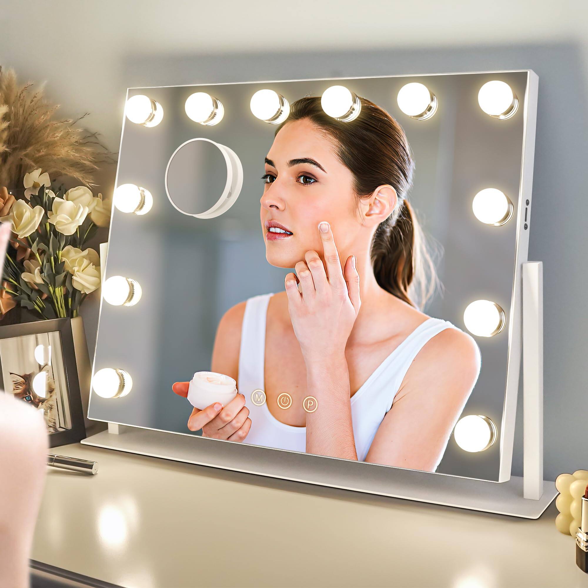 Alt View 4. Cedar Assembly - Vanity Mirror With Lights x Makeup Lighted Color Modes And Touch Control Dimmable For Desk Tabletop Metal F - 18"L x 23"W.