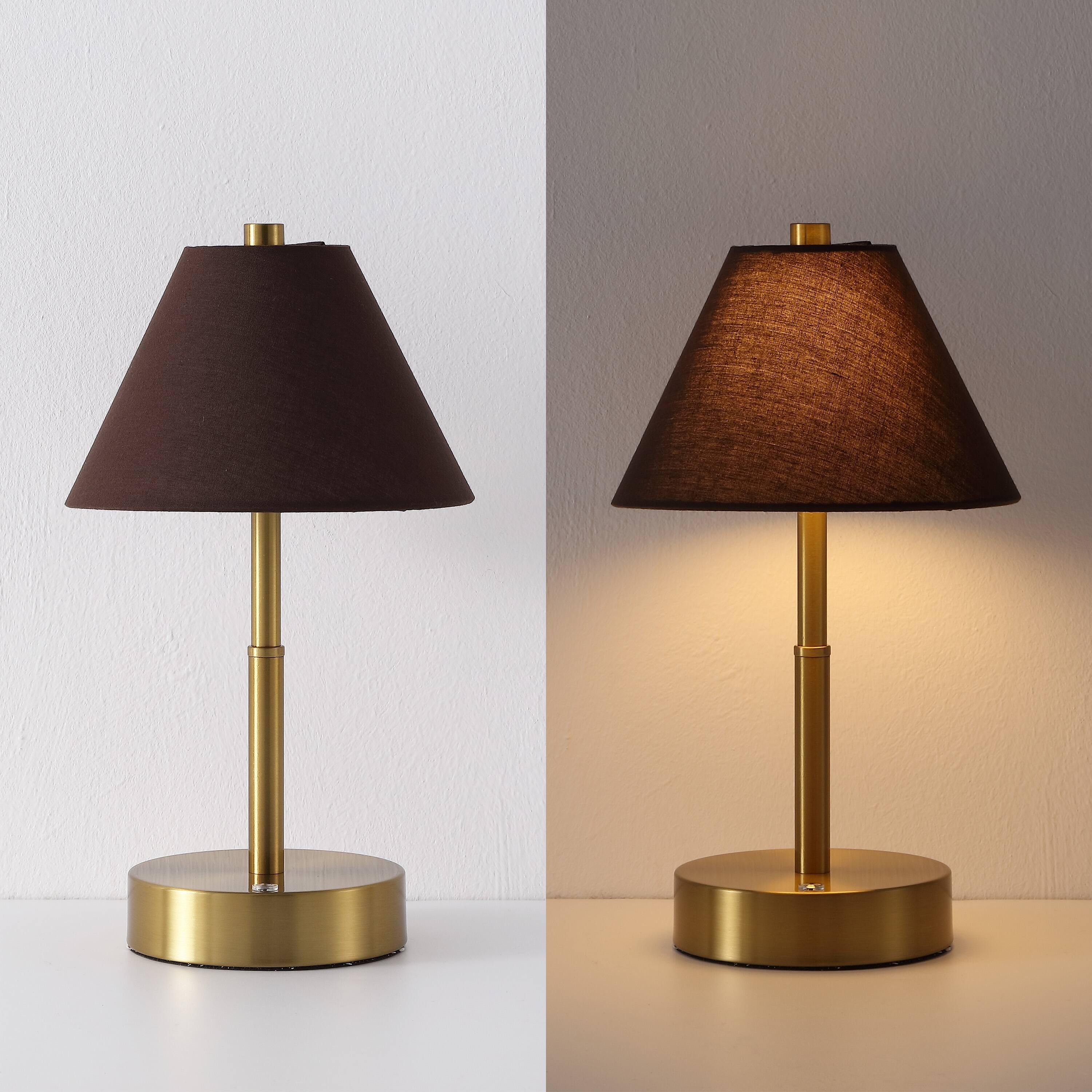 Alt View 5. Jonathan Y - Cordelia 11.13" Metal Candlestick Rechargeable Table Lamp Set of 2 Brass Gold with Brown Shade and Touch Sensor Dimmer - Brass Gold.