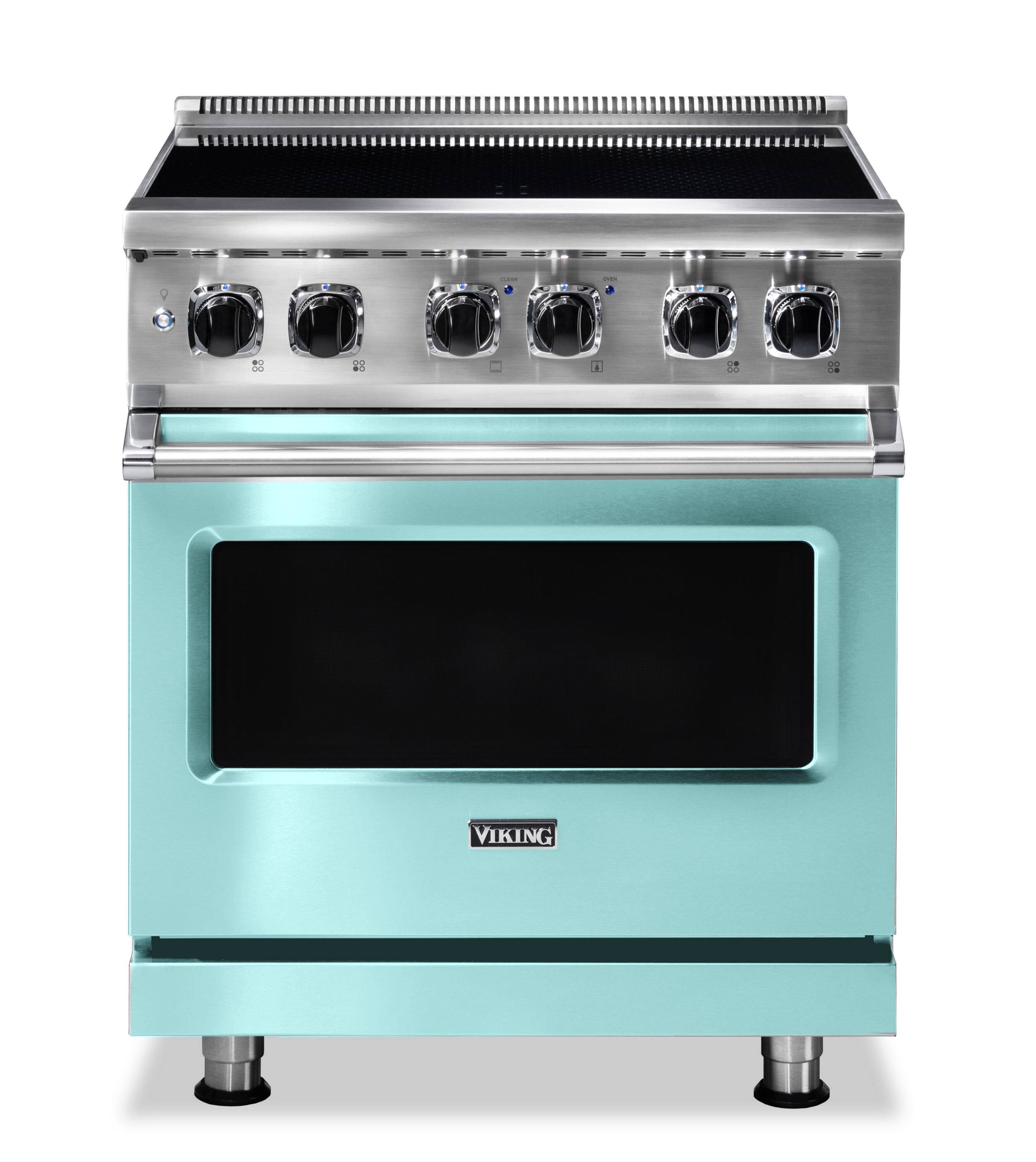 Front. Viking - 5 Series 4.7 Cu. Ft. Freestanding Electric Induction Range - Bywater Blue.
