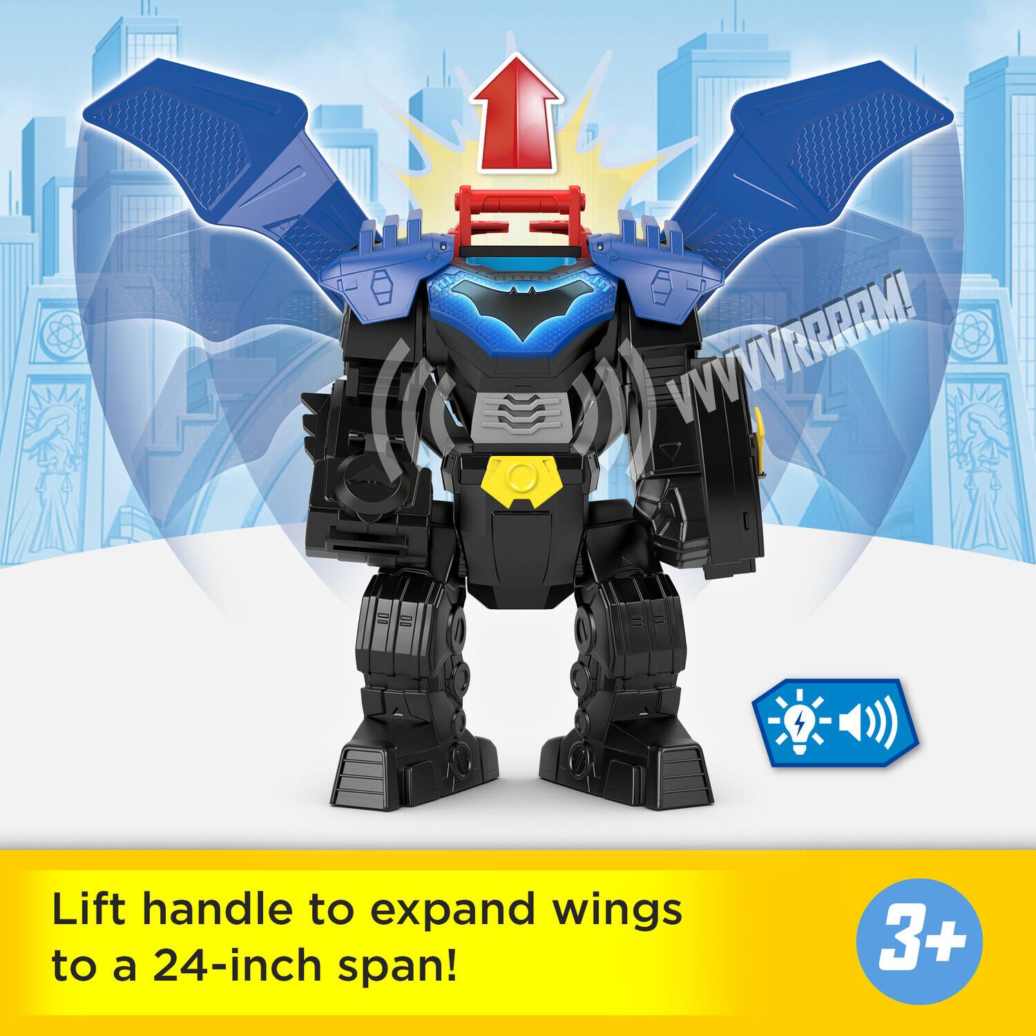 Lift handle to expand wings to a 24-inch span!

3+