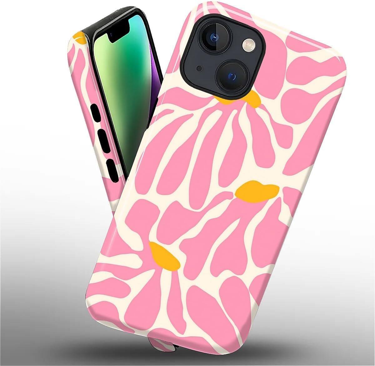 Alt View 2. BUBM - Smartphone Case for iPhone - 2-Layer Durable Smartphone Protection Case - A-Matisse Pink Flower - A-Matisse Pink Flower for iPhone 14.