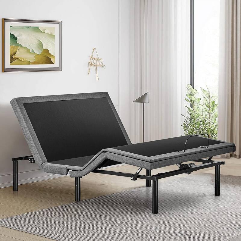 Front. AOITUN - Queen Adjustable Electric Bed Frame: Wireless Remote, 2 USB, Zero Gravity - black.