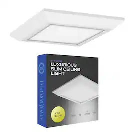 Next Glow - Ultra Slim 5" LED Ceiling Light Fixture, 3000K Square, Dimmable Flush Mount Light - White