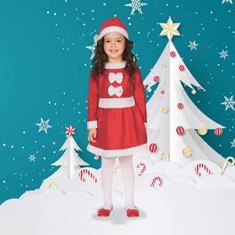 Northlight - 26" Red and Girls Santa Costume With a Dress and Hat : 6-8 years - White