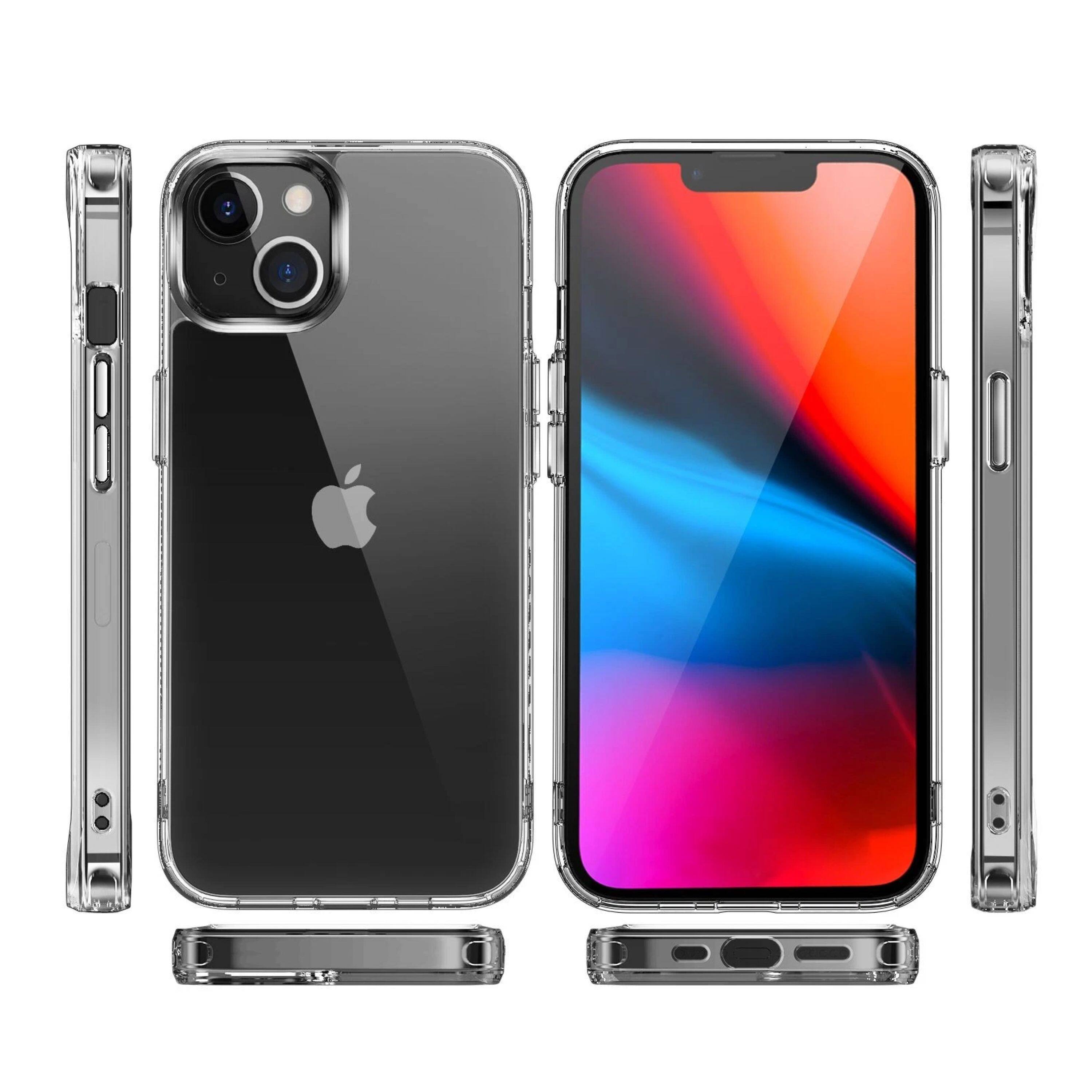 Angle. Kitcheniva - Shockproof Crystal Clear Chromed Buttons Phone Case For iPhone 14 Pro Max - Clear.