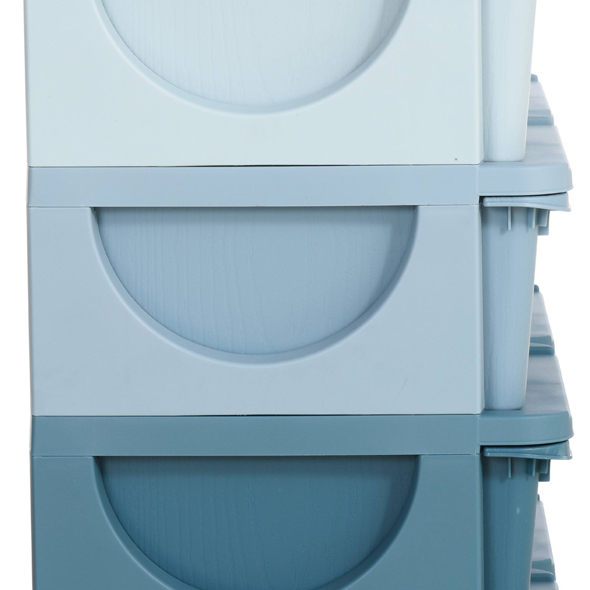 Alt View 7. Qaba - 3 Tier Kids Storage Unit, 6 Drawer Chest Toy Organizer Plastic Bins for Kids Bedroom, Nursery, Kindergarten - Blue.