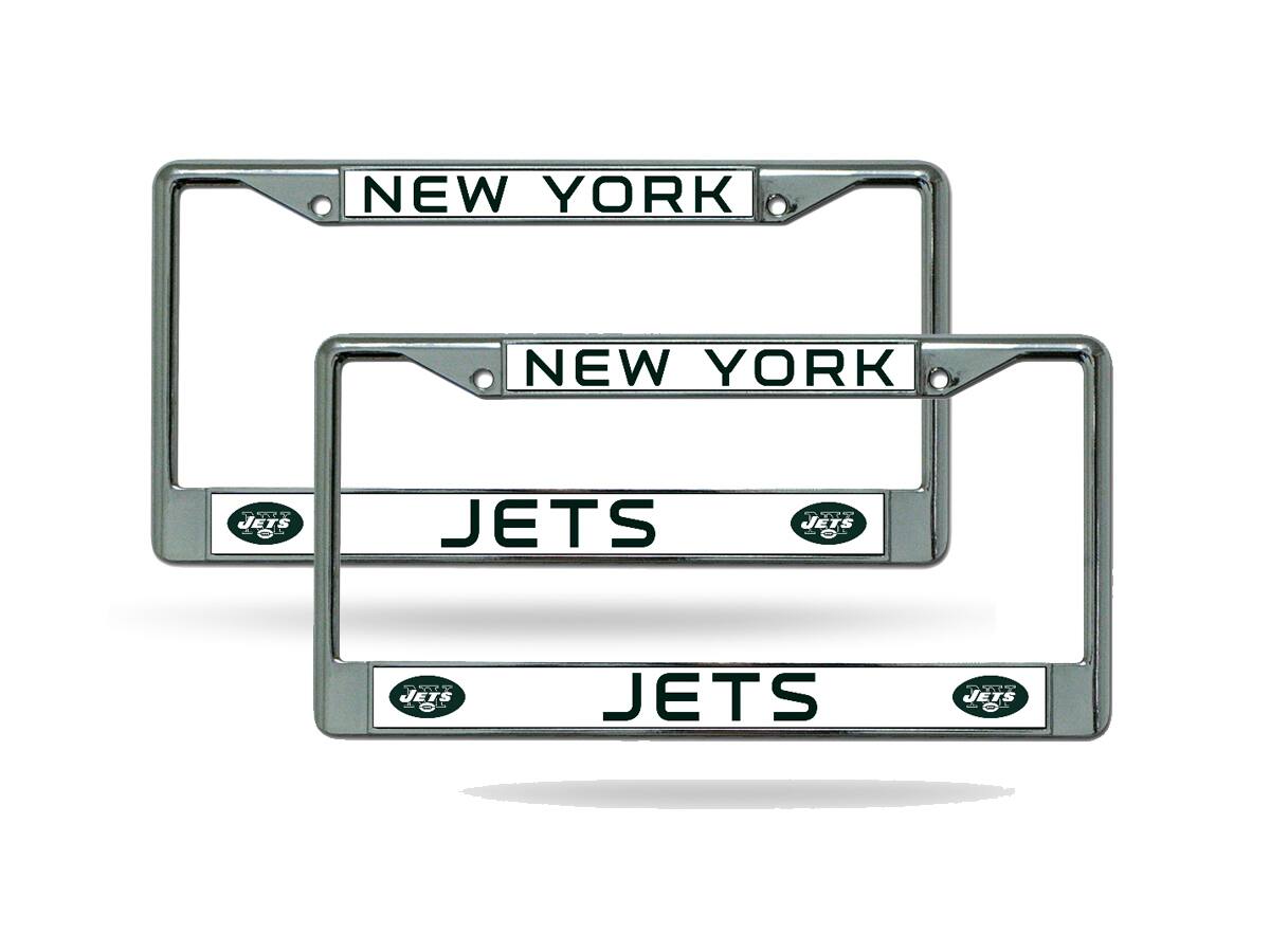 New York NY Football Jets Chrome Metal License Plate Frame - Set of 2 Frames