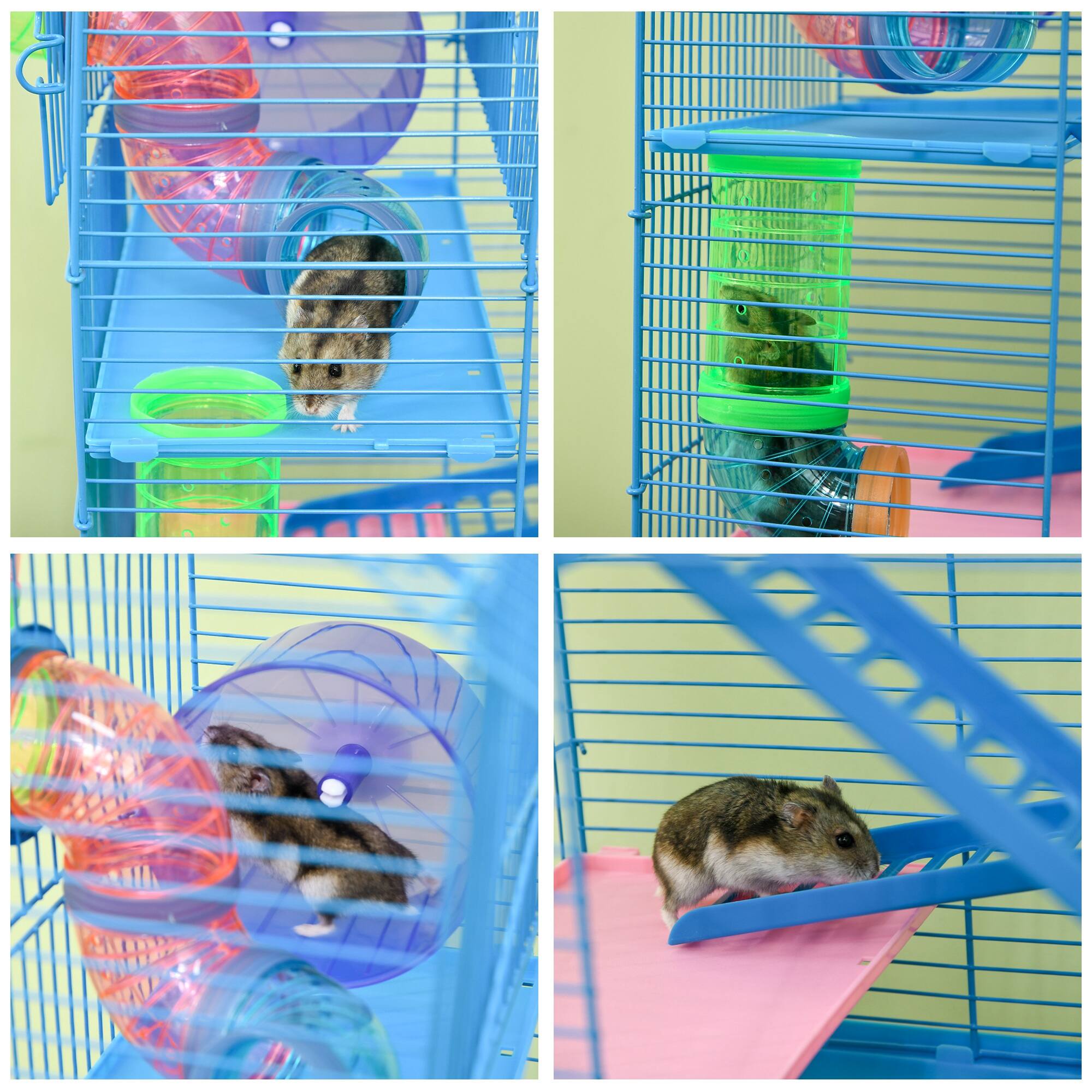 Alt View 4. Pawhut - 18.5" 5 Tier Hamster Cage with Tubes and Tunnels, Small Animal Cage, Water Bottle, Food Dish, Exercise Wheel.