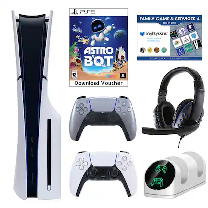 PS5 Family Game & Services 4 - Astro Bot: QOT - Download Voucher - MightySkins Game Controller Skin - Kids - PlayStation 5 - Activation Instructions
