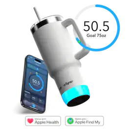 Hidrate - 30 oz HidrateSpark PRO 2 Smart Tumbler - Health & Wellness Tracker - Apple Health - Smart Ring & Watch Compatible - White