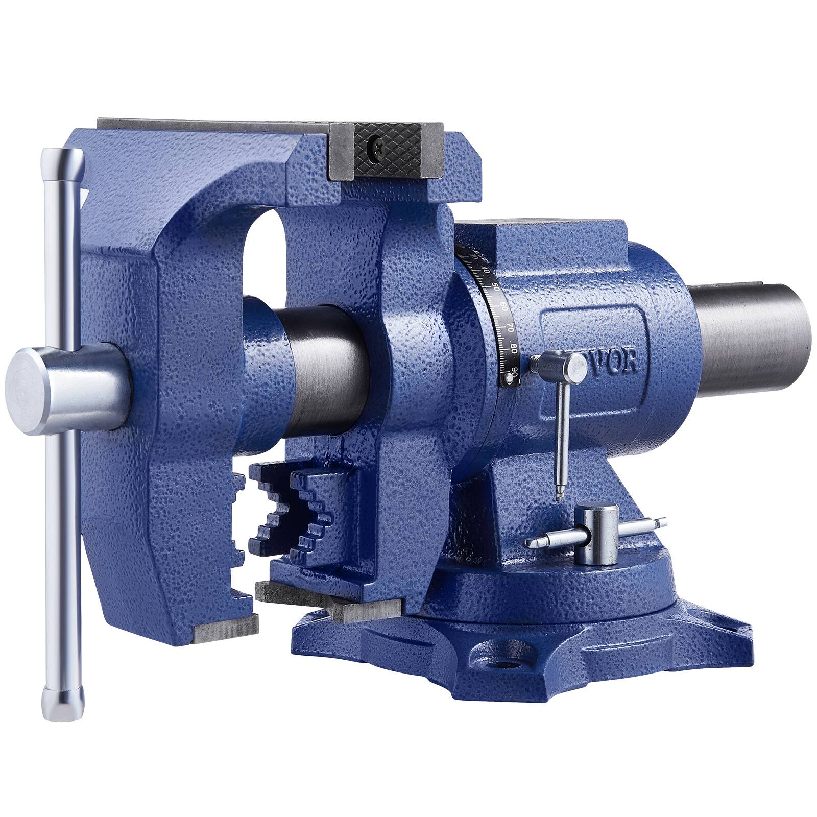 Front. VEVOR - Heavy Duty Bench Vise, 6-1/2" Jaw Width, 5" Max Jaw Opening Multi-Purpose Ductile Iron Bench Vise with Anvil - Blue.