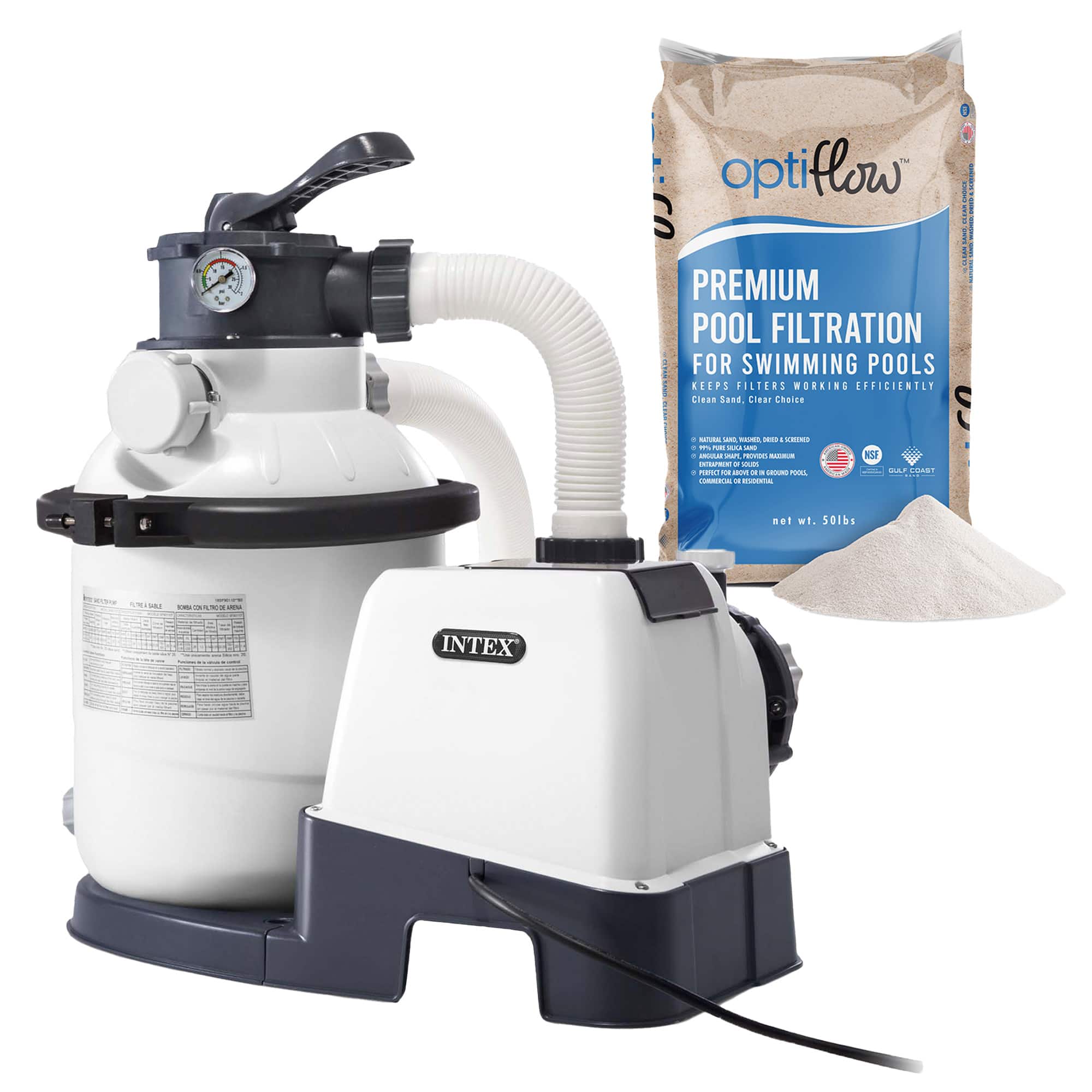 Intex - Krystal Clear 1500GPH Sand Filter Pump & OptiFlow Premium Pool Filter Sand price history on PriceWatchPro