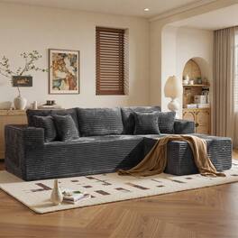 Ovios - 108" Plush Modular Sectional Sofa, L Shaped Couch with Chaise Lounge - Grey(Right Facing)