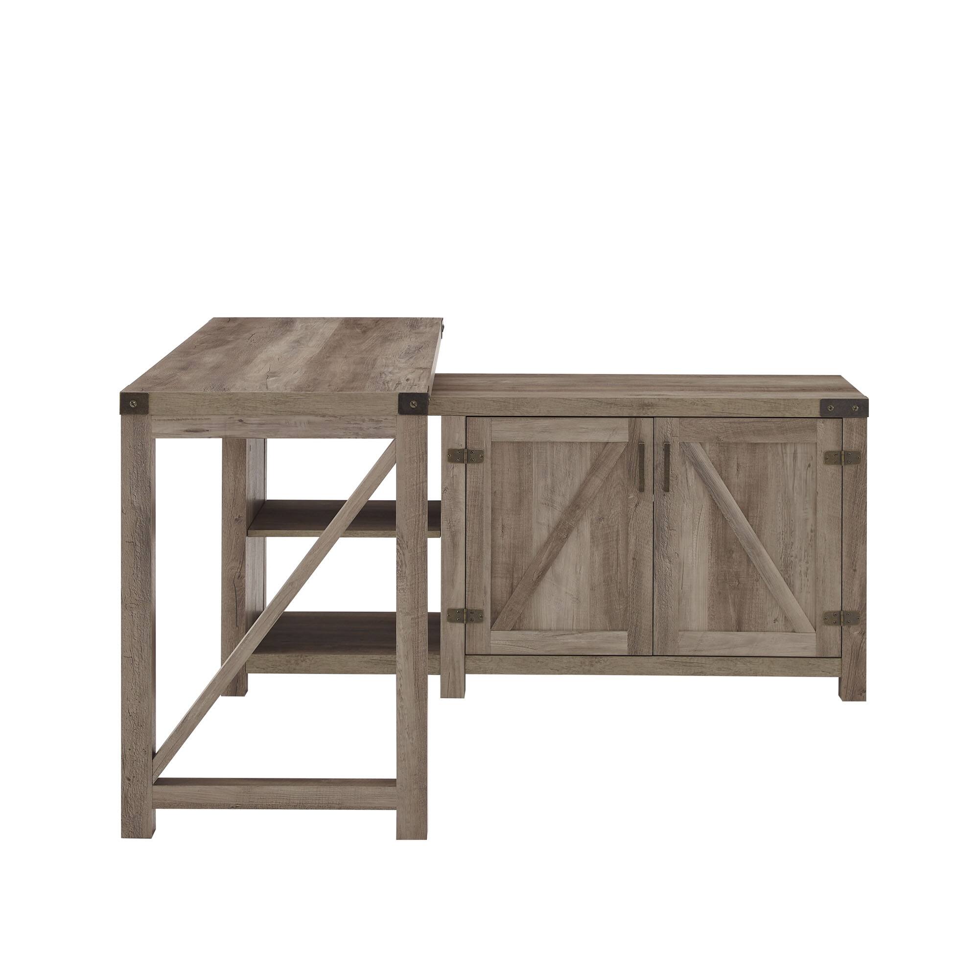 Walker Edison Modern Farmhouse L Shaped Adjustable Desk Grey Wash BBDHO52CDGW Best Buy