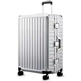LUGGEX - 28 Inch Aluminum Frame Zipperless Polycarbonate Spinner Hard Shell Suitcase - LX-ZX - Silver
