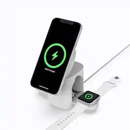 Cluzine - Electric Rotating Foldable Wireless Charger, Multifunctional Magnetic 3-in-1 Charging Stand with Auto Rotation