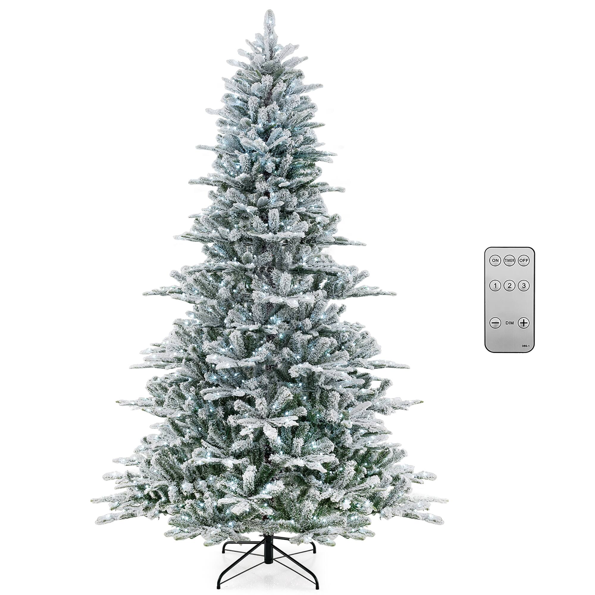 Alt View 9. Gymax - Gymax 8 FT Snow Flocked Artificial Christmas Tree w/ 1447 PVC & PE Tips 800 LED Lights - Green, White.