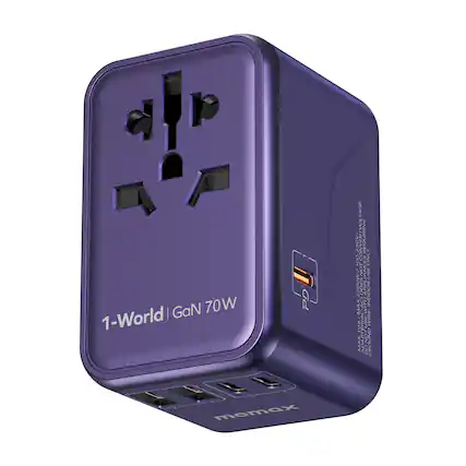 1-World | GaN 70W PD
momox
FACE JOA
CONVERT QUIRING
100-250V
JAMEER
UNLY AC-AC
IDOESNOT.CONVERT
NOT Ua
AX,10A/MAN2500W/100-250V
MOOSC DO RHAL
INDOOR
MAX 12I UEE
MM
MA ADAPTE ONDO
NOAD