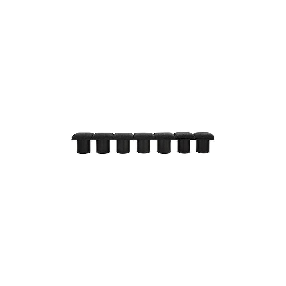 Angle. Meridian Furniture - Pavilion Black Boucle Fabric Bench - Black Boucle Fabric.