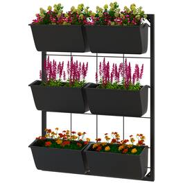 Outsunny - Hanging Planter with 6 Pots for Indoor and Outdoor Use, Wall Planter - Black