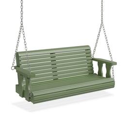 Winado - 4 FT Patio Wooden Porch Swing, Heavy Duty 880 LBS Swing Chair Bench, with Hanging Chains for Outdoor Courtyard Garden - Olive Green