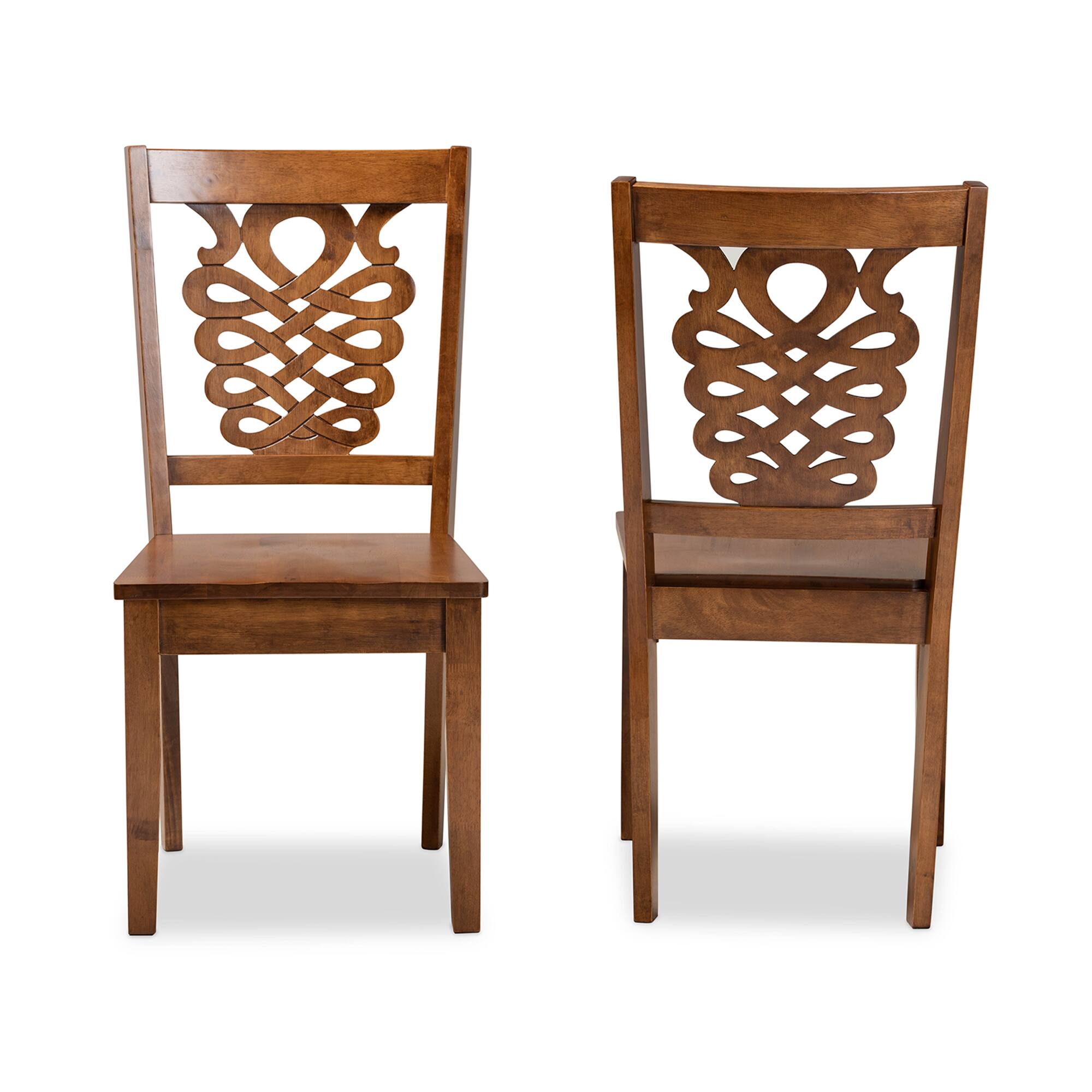 Angle. Baxton Studio - Gervais Modern and Contemporary Transitional Finished Wood 2-Piece Dining Chair Set - Walnut Brown.